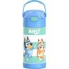 THERMOS FUNTAINER Water Bottle with Straw – 12 Ounce – Kids Stainless Steel Vacuum Insulated Water Bottle with Lid, Bluey(Bluey)