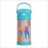 THERMOS FUNTAINER Water Bottle with Straw – 12 Ounce – Kids Stainless Steel Vacuum Insulated Water Bottle with Lid, Bluey(Ms. Rachel)