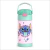 THERMOS FUNTAINER Water Bottle with Straw – 12 Ounce – Kids Stainless Steel Vacuum Insulated Water Bottle with Lid, Bluey(Stitch)