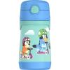 Thermos Baby 10 oz. Stainless Steel Bottle with pop-up straw, Bluey(Bluey)