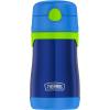 Thermos Baby 10 oz. Stainless Steel Bottle with pop-up straw, Bluey(Navy with Lime)