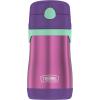 Thermos Baby 10 oz. Stainless Steel Bottle with pop-up straw, Bluey(Purple with Teal)