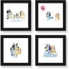 Trends International Gallery Pops Bluey – Family Life Wall Art Bundle (4-Pack) Gallery Pops Wall Art, White Framed Version(Black Framed Version)