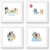 Trends International Gallery Pops Bluey – Family Life Wall Art Bundle (4-Pack) Gallery Pops Wall Art, White Framed Version(White Framed Version)