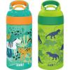 Zak Designs 17.5 oz Riverside Bluey Kids Water Bottle with Straw and Built in Carrying Loop Made of Durable Plastic, Leak-Proof Design for Travel, 2PK Set(Dino Camo & Safari)