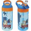 Zak Designs 17.5 oz Riverside Bluey Kids Water Bottle with Straw and Built in Carrying Loop Made of Durable Plastic, Leak-Proof Design for Travel, 2PK Set(Bluey)
