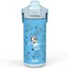 Zak Designs Beacon Insulated Bottle, Bluey – 14 oz – Durable Stainless Steel – Double-Wall Vacuum Insulation, Silicone Spout & Push-Button, Leak-Proof Lid – Dishwasher Safe