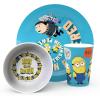 Zak Designs Bluey Kids Dinnerware Gift Set Includes Plate, Bowl, Tumbler, Water Bottle, and Utensil Tableware, Made of Durable Material and Perfect for Kids (6 Piece Gift Set, BPA-Free)(Minions_Gru – 3pcs)
