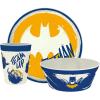 Zak Designs Bluey Kids Dinnerware Set 3 Pieces, Durable and Sustainable Melamine Bamboo Plate, Bowl, and Tumbler are Perfect For Dinner Time With Family (Bluey, Bingo, Bandit, Chilli)(DC Comics Batman)