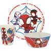 Zak Designs Bluey Kids Dinnerware Set 3 Pieces, Durable and Sustainable Melamine Bamboo Plate, Bowl, and Tumbler are Perfect For Dinner Time With Family (Bluey, Bingo, Bandit, Chilli)(Marvel Spider-Man)