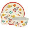 Zak Designs Bluey Kids Dinnerware Set 3 Pieces, Durable and Sustainable Melamine Bamboo Plate, Bowl, and Tumbler are Perfect For Dinner Time With Family (Bluey, Bingo, Bandit, Chilli)(Spaceships)
