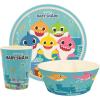 Zak Designs Bluey Kids Dinnerware Set 3 Pieces, Durable and Sustainable Melamine Bamboo Plate, Bowl, and Tumbler are Perfect For Dinner Time With Family (Bluey, Bingo, Bandit, Chilli)(Baby Shark)