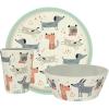 Zak Designs Bluey Kids Dinnerware Set 3 Pieces, Durable and Sustainable Melamine Bamboo Plate, Bowl, and Tumbler are Perfect For Dinner Time With Family (Bluey, Bingo, Bandit, Chilli)(Dog)