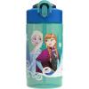 Zak Designs Bluey Sage Kids Water Bottle For School or Travel, 16oz Durable Plastic Water Bottle With Straw, Handle, and Leak-Proof, Pop-Up Spout Cover (Bluey & Bingo)(Elsa & Anna)