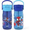 Zak Designs Harmony Bluey Water Bottle for Travel or At Home, 18oz Durable Plastic is Leak-Proof When Closed with Straw Lid and Carry Handle, 2-Pack (Bluey and Bingo)(Marvel Spidey and His Amazing Friends)
