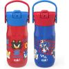Zak Designs Harmony Bluey Water Bottle for Travel or At Home, 18oz Durable Plastic is Leak-Proof When Closed with Straw Lid and Carry Handle, 2-Pack (Bluey and Bingo)(Sonic the Hedgehog)