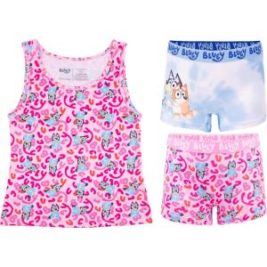 100% Soft Combed Cotton 10-Pack Underwear, Sizes 2/3T, 4T, 4, 6, and 8(Bluey Tank + 2 Girl Short)