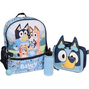 AI ACCESSORY INNOVATIONS Bluey 4 Piece Backpack Set for Pre School Girls & Boys, Kids 16″ School Bag(Bluey)
