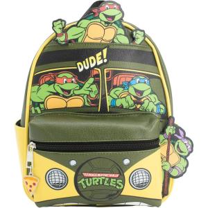 AI ACCESSORY INNOVATIONS Bluey Big Face Mini Cosplay PU Backpack Purse, Shoulder Bag with Epoxy Filled Metal Pineapple Charm, 10.5 Inch, Adjustable Straps, Faux Leather(Tmnt)