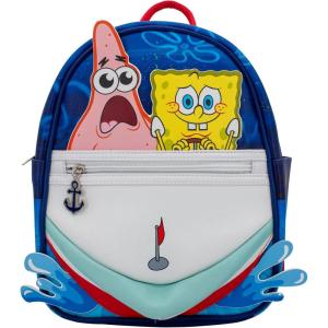 AI ACCESSORY INNOVATIONS Bluey Big Face Mini Cosplay PU Backpack Purse, Shoulder Bag with Epoxy Filled Metal Pineapple Charm, 10.5 Inch, Adjustable Straps, Faux Leather(Spongebob)
