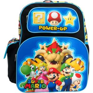 AI ACCESSORY INNOVATIONS Bluey & Bingo 2 in 1 kids Backpack, 16″ School Bag with Insulated Pocket & Bento Box for Boys & Girls, Blue(Super Mario)
