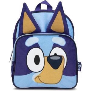 BLUEY Backpack for Girls & Boys for Kindergarten & Elementary School, 12 Inch, Plush with 3D Ears & Appliques, Adjustable Straps & Padded Back, Lightweight Travel Bag for Kids(Blue Bluey)