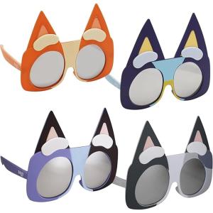 BLUEY Costume Sunglasses | Bluey, Bingo, Bandit, Chilli or Chattermax Costume Accessory | Child and Adult Size(Cousins 4 Pack)