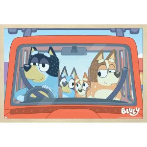 Bluey – Car Ride Wall Poster, 19L” x 13W”, Premium Unframed Version(Blonde Framed Version)