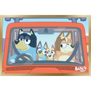 Bluey – Car Ride Wall Poster, 19L” x 13W”, Premium Unframed Version(Gold Framed Version)