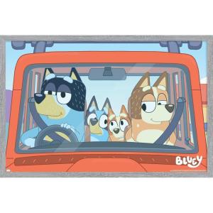Bluey – Car Ride Wall Poster, 19L” x 13W”, Premium Unframed Version(Gray Framed Version)