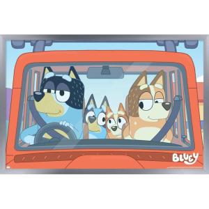 Bluey – Car Ride Wall Poster, 19L” x 13W”, Premium Unframed Version(Silver Framed Version)