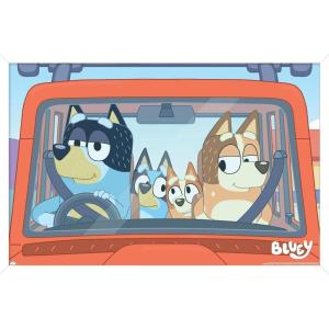 Bluey – Car Ride Wall Poster, 19L” x 13W”, Premium Unframed Version(White Framed Version)