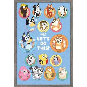 Bluey – Grid Wall Poster, 19L” x 13W”, Premium Unframed Version(Barnwood Framed Version)