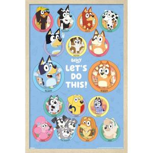 Bluey – Grid Wall Poster, 19L” x 13W”, Premium Unframed Version(Blonde Framed Version)
