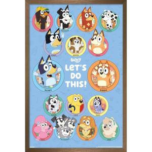 Bluey – Grid Wall Poster, 19L” x 13W”, Premium Unframed Version(Bronze Framed Version)
