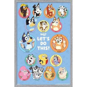 Bluey – Grid Wall Poster, 19L” x 13W”, Premium Unframed Version(Gray Framed Version)