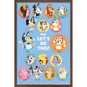 Bluey – Grid Wall Poster, 19L” x 13W”, Premium Unframed Version(Mahogany Framed Version)