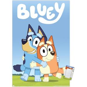 Bluey – Hug Wall Poster, 22.4L” x 14.7W”, Barnwood Framed Version(Premium Poster & Mount Bundle)