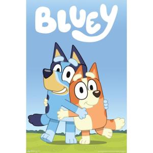 Bluey – Hug Wall Poster, 22.4L” x 14.7W”, Barnwood Framed Version(Premium Unframed Version)
