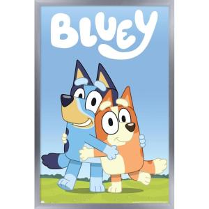 Bluey – Hug Wall Poster, 22.4L” x 14.7W”, Barnwood Framed Version(Silver Framed Version)