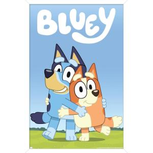 Bluey – Hug Wall Poster, 22.4L” x 14.7W”, Barnwood Framed Version(White Framed Version)