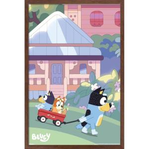 Bluey – Walking Wall Poster, 22.4L” x 14.7W”, Premium Unframed Version(Mahogany Framed Version)