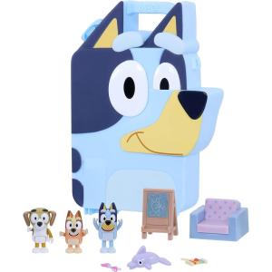 Bluey 2-Sided Treehouse Playset, 11”, Action-Packed Tree Toys Set with 4 Accessories and 2.5” Articulated Figure, Animal Toys for Kids Ages 3+(Collector Case and Figures)
