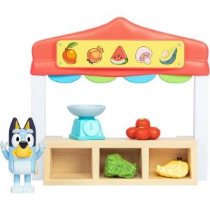 Bluey 2-Sided Treehouse Playset, 11”, Action-Packed Tree Toys Set with 4 Accessories and 2.5” Articulated Figure, Animal Toys for Kids Ages 3+(Farmers Market)