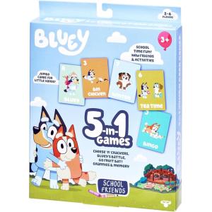 Bluey 5-in-1 Card Game Set, Jumbo-Sized 53-Deck Toddler Game, Multi-Color Interactive Play Card Games for Kids of Ages 3+(School Friend)