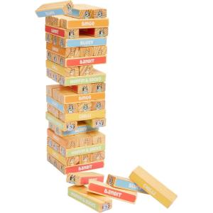 Bluey 8th Wonder Stackable Tumbling Tower Game, Robust Wooden Stacking Game with 54 Illustrated Colored Blocks, Fun Balancing Toy for Kids Ages 3+(Tumbling Tower)