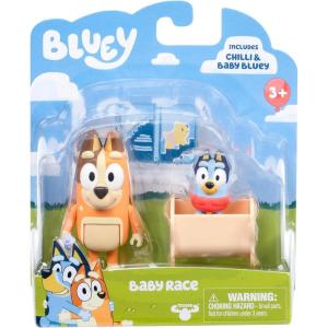 Bluey Animal Costume Toy Figurines Pack of 2, Robust Articulated Character Toys with Zebra and Cheetah Onesies, Small Action Figures for Kids Ages 3+(Baby Race)