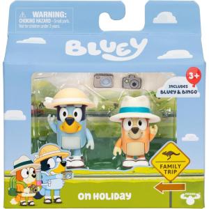 Bluey Animal Costume Toy Figurines Pack of 2, Robust Articulated Character Toys with Zebra and Cheetah Onesies, Small Action Figures for Kids Ages 3+(On Holiday)