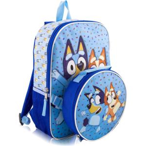 Bluey Backpack with Lunch Box for Kids | Insulated Lunch Bag for Boys, Girls, Toddlers | 14″ Backpack for School and Reusable Lunchbox(Bluey)