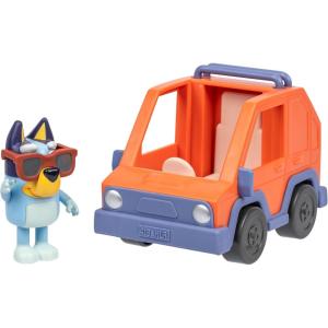 Bluey Basic 4WD Toddler Toy Car, 3” Articulated Figure with Flip-Up Sunnies, Immersive Car Toys for Kids of Age 3+(4WD & Bluey)
